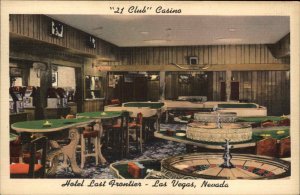 Las Vegas NV Hotel Last Frontier Casino Gambling Roulette Linen Vintage PC