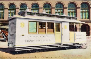 Nebraska USA Market Street Railway Company Post Office Tram Old Postcard