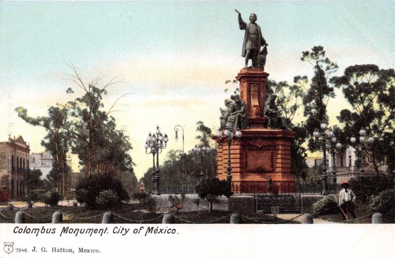 MEXICO CITY D.F. COLOMBUS MONUMENT BY CORDIER IN 1877~J G HATTON POSTCARD 1900s