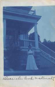 J46/ Hot Springs Arkansas RPPC Postcard c1910 Blue Tint Pretty Woman  180