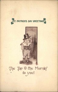 St Patrick Fantasy Leprechan Little Irish Boy c1910 Vintage Postcard