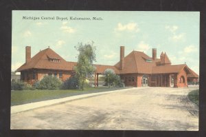 KALAMAZOO MICHIGAN CENTRAL RAILROAD DEPOT TRAIN STATION 1910 VINTAGE POSTCARD