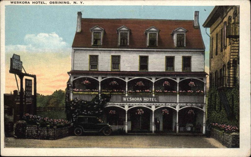 Ossining New York NY Weskora Hotel Vintage Postcard