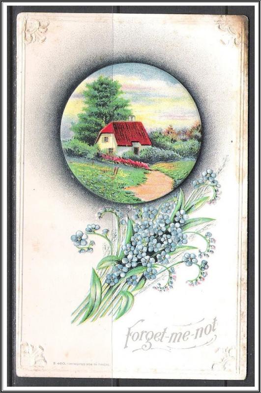Forget Me Not - Flowers - Scenic View - Embossed - [MX-142]