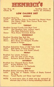 Postcard Henrici's Low Calorie Diet Menu in Chicago, Illinois~135742