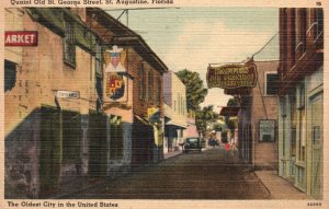 Vintage Postcard 1949 Quaint Old St. George Street St. Augustine Florida FL