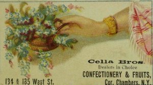 1880's-90's Cella Bros. Confectionery & Fruits Lady's Hand Forget-Me-Nots P101