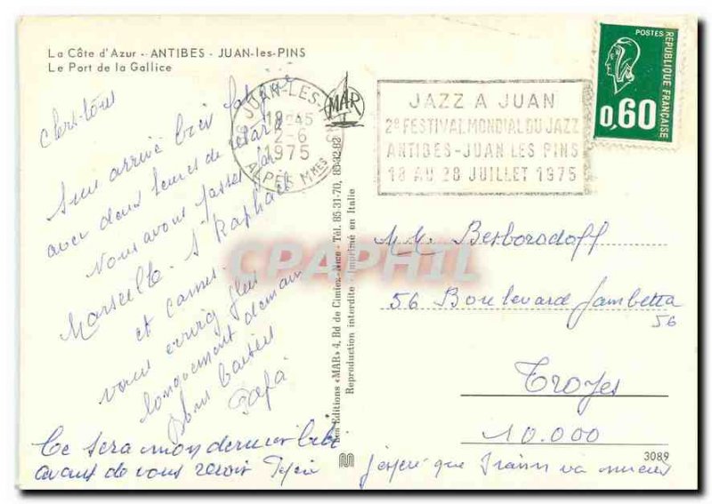 Modern Postcard The French Riviera Antibes Juan les Pins The Port of Galicia ...