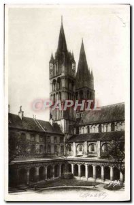 Old Postcard Caen high school cloister and towers of Saint Etienne