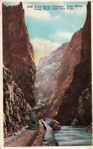 VINTAGE POSTCARD ROYAL GORGE COLORADO EIGHT MILES LONG RAILWAY TRACK RIVER SCENE