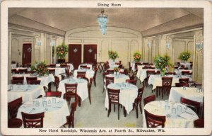 Dining Room New Hotel Randolph Milwaukee WI Postcard PC458