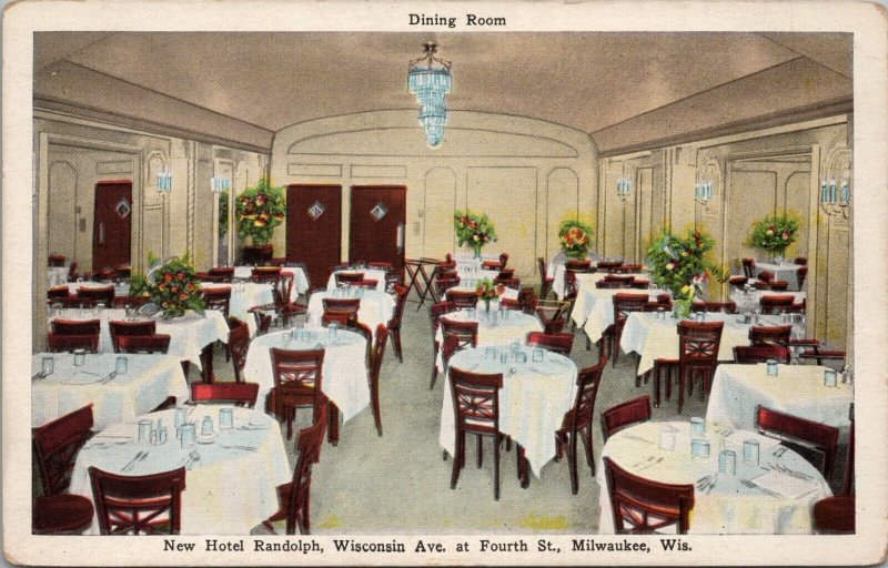 Dining Room New Hotel Randolph Milwaukee WI Postcard PC458