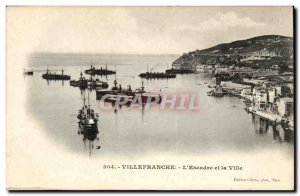 Villefranche Old Postcard L & # 39escadre the city