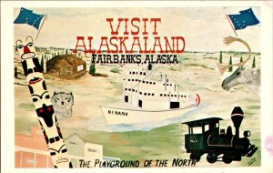 Visit Alaskaland, Playground of the North Fairbanks AK Vintage Postcard R52