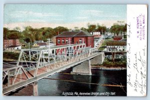 Augusta Maine Postcard Kennebec Bridge City Hall Aerial View 1907 Vintage Posted