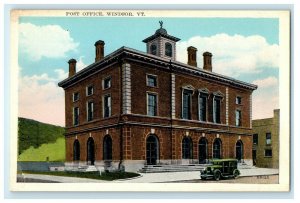 c1920's The Post Office Building Old Car Windsor Vermont VT Vintage Postcard   