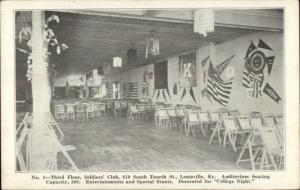 Louisville KY Soldiers Club Interior c1910 Postcard jrf