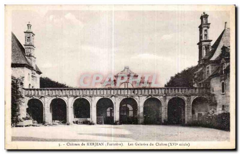 Old Postcard Chateau de Kerjean Finistere Les Galeries du Cloitre