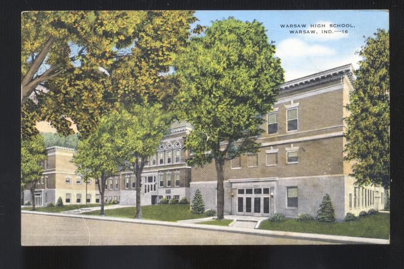 WARSAW INDIANA WARSAW HIGH SCHOOL BUILDING VINTAGE POSTCARD