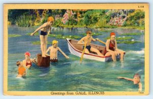 GREETINGS from GALE, Illinois IL ~ ca 1940s Alexander County  Postcard
