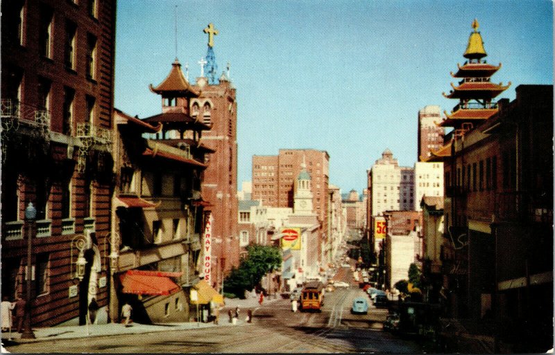 Vtg California Street Cable Cars Chinatown San Francisco CA Unused Postcard