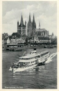 Sailing & navigation themed postcard Rheindampfer vor Koln paddle steamer tower