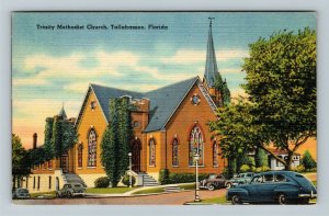 Tallahassee FL-Florida, Trinity Methodist Church, Linen Postcard