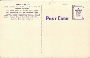 Vtg 1930s Stafford Motel Motor Court Atlanta Georgia GA Roadside Linen Postcard