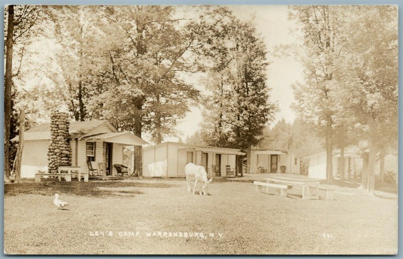 WARRENSBURG NY LEH'S CAMP ANTIQUE REAL PHOTO POSTCARD RPPC