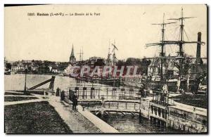 Old Postcard Redon Basin and Harbor Boat Sailboat