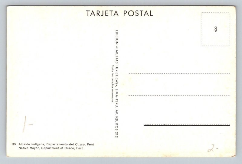 Native Mayor  Cuzco  Peru   Postcard