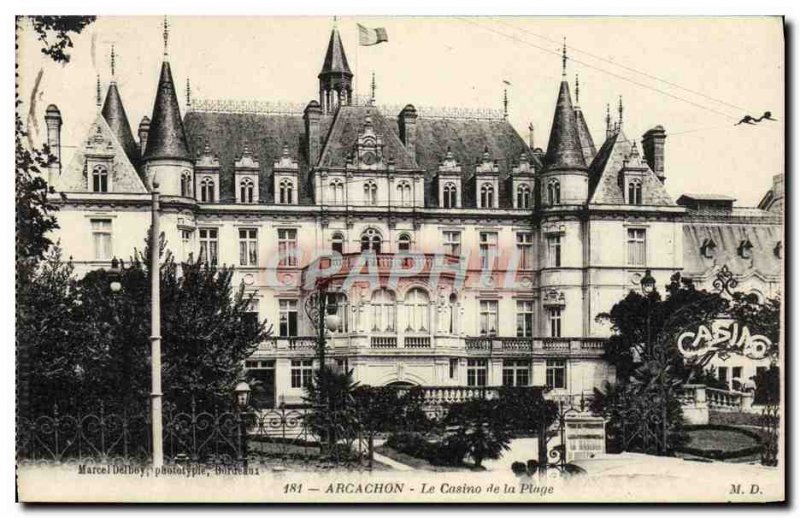 Old Postcard Arcachon Casino De La Plage