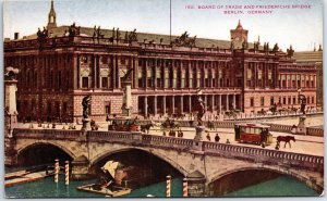 VINTAGE POSTCARD BOARD OF TRADE BUILDING & FRIEDRICH BRIDGE BERLIN GERMANY 1920