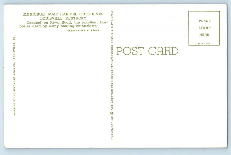 Louisville Kentucky KY Postcard Municipal Boat Harbor Ohio River c1960s Vintage