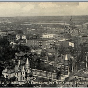 c1910s Dubuque, IA Downtown Birds Eye Queen Anne Victorian Houses Fourth St A217