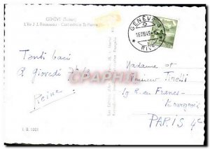 Modern Postcard Geneve L & # 39Ile Rousseau Cathedrale St Pierre