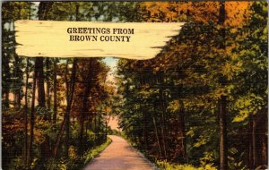 Scenic View, Greetings From Brown County Vintage Postcard U71