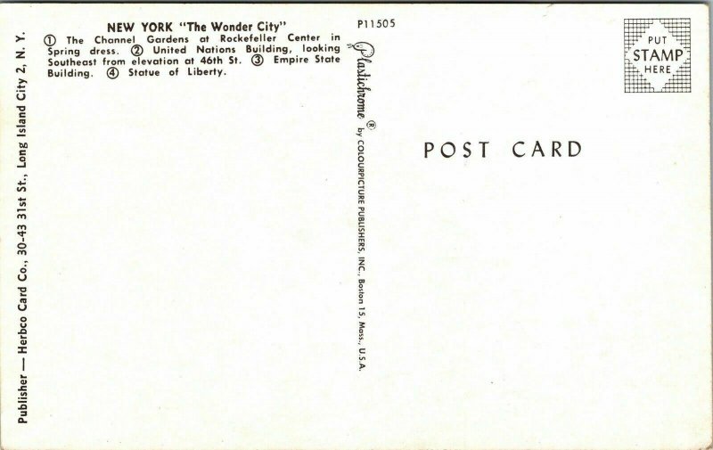 Greetings From New York Wonder City NYC NY Multiview Postcard Plastichrome VTG 