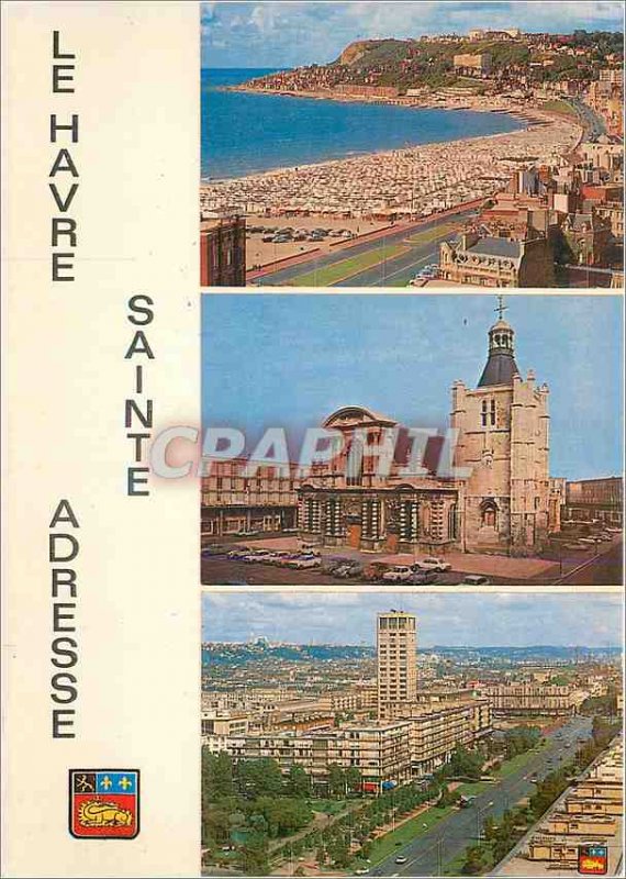 Modern Postcard Le Havre Sainte Adresse Cape of Heve Beach and La Cathedrale ...