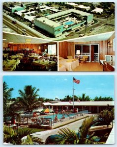 2 Postcards MIAMI, Florida FL ~ Roadside DANKER'S INN & Motor Court Motel c1960s