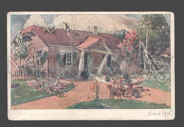 086304 Old Rural Manor By PODBERSKY vintage Russian colorfulPC