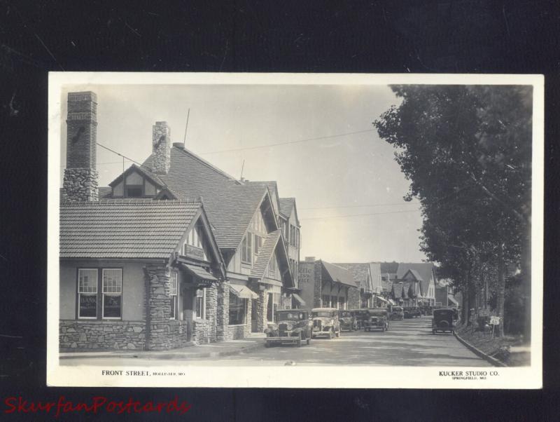 RPPC HOLLISTER MISSOURI DOWNTOWN STREET SCENE 1930's CARS REAL PHOTO POSTCARD