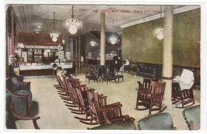 Lobby West Hotel Sioux City Iowa 1910c postcard