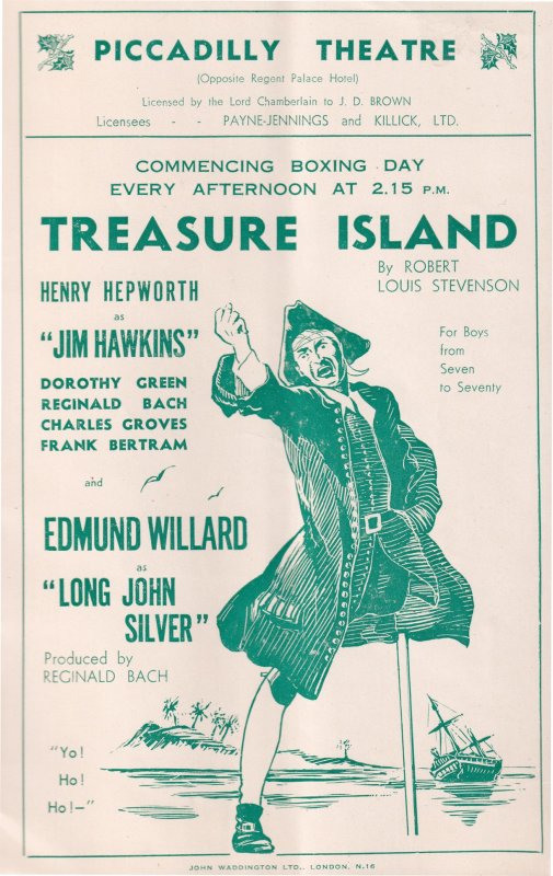 Treasure Island London Christmas Pantomime Antique Theatre Flyer