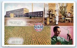 NYSSA, Oregon OR ~ Advertising WHITE SATIN SUGAR FACTORY c1940s  Postcard