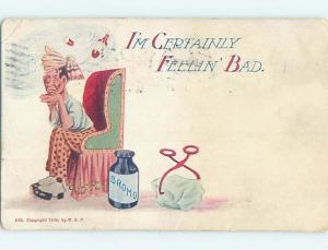 Pre-1907 comic BIG BOTTLE OF PROMO MEDICINE BY MAN WITH HANGOVER HL6662