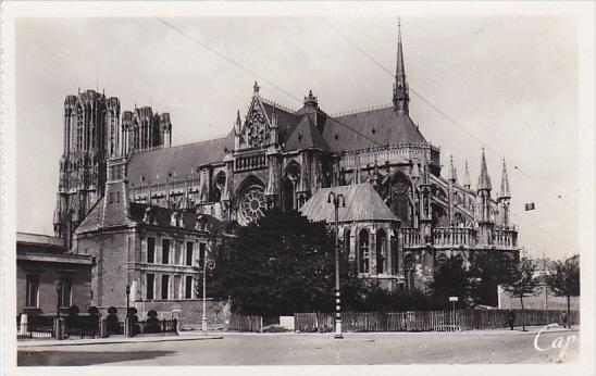 France Reims Place Carnegie et la Cathedrale Real Photo