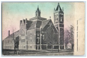 c1910's Congregational Church Scene Street Osage Iowa IA Antique Postcard