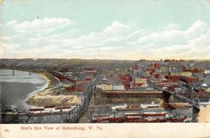 Parkersburg West Virginia bird's eye view of city bridge river antique pc Y8223