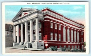 SHREVEPORT, Louisiana LA ~ FIRST METHODIST CHURCH South c1930s Cars Postcard